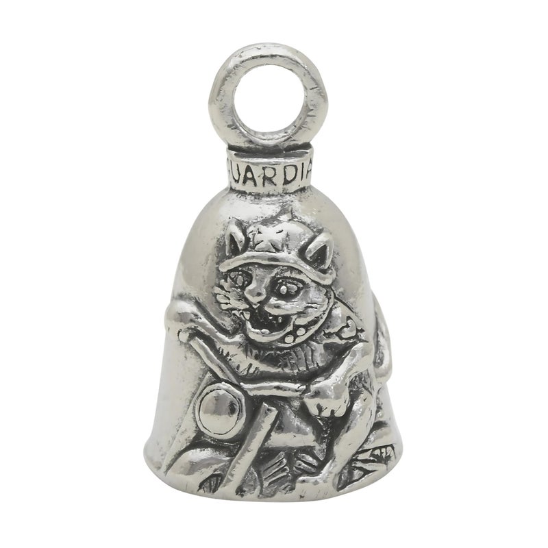 Guardian Bell Biker Cat Good Luck Bell w/Keyring & Black Velvet Gift Bag | Motorcycle Bell | Lead-Free Pewter | Good Luck Gift to Friends & Family | Bike Bell | Made in USAâ€¦ - Image 1